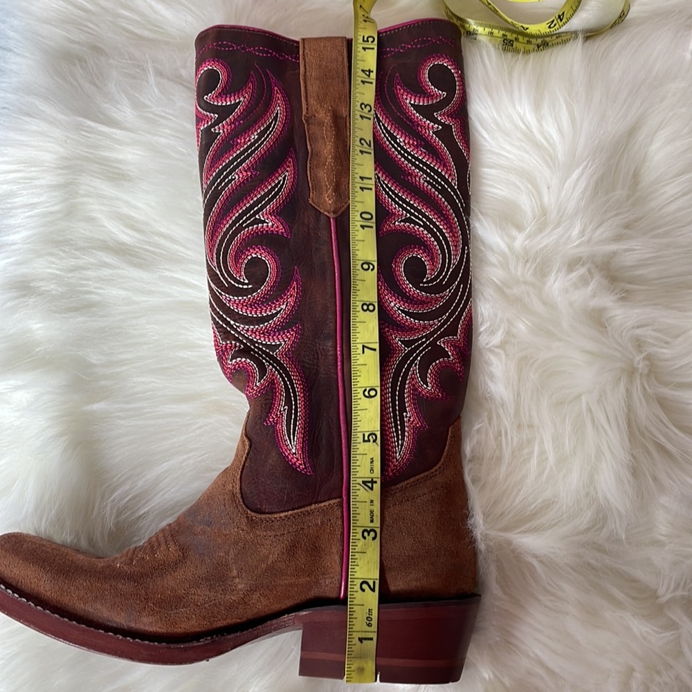 Ariat Brown and Pink Western Heeled Boots - Picture 6 of 13